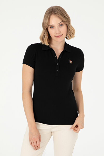 U.S. Polo Assn. تي شيرت نسائي أسود بياقة بولو 50280067-VR046
