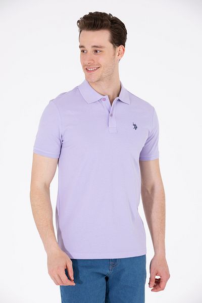 U.S. Polo Assn. Ανδρικό μπλουζάκι με λαιμόκοψη λιλά Basic Polo 50262933-VR034