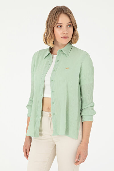 U.S. Polo Assn. Kadın Su Yeşili Uzun Kollu Gömlek 50297121-VR048
