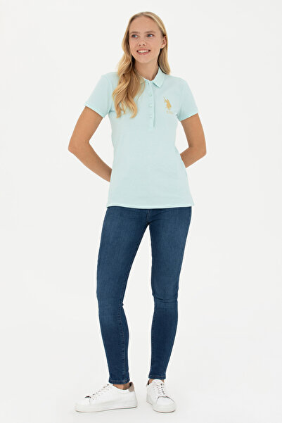 U.S. Polo Assn. Γυναικείο μπλουζάκι πόλο με λαιμόκοψη Water Green - 50262700 -VR083