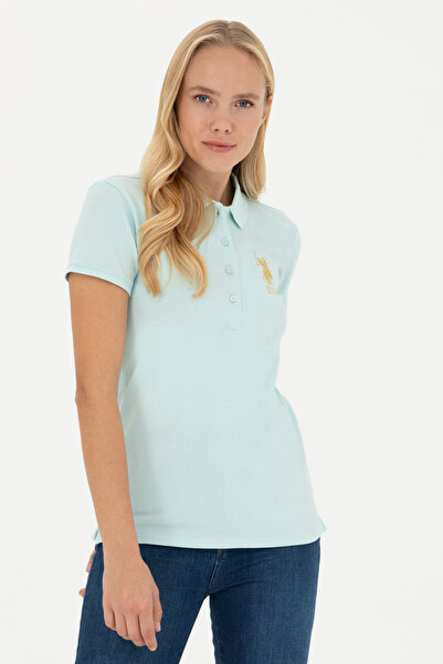 U.S. Polo Assn. Γυναικείο μπλουζάκι πόλο με λαιμόκοψη Water Green - 50262700 -VR083