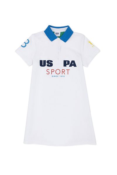 U.S. Polo Assn. Κοριτσίστικο Λευκό Πλεκτό Φόρεμα Polo Collar 50270474-VR013