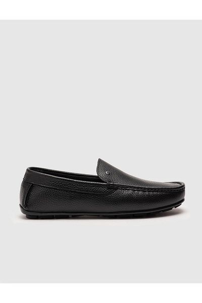 Cabani Black Genuine Leather Men's Loafer