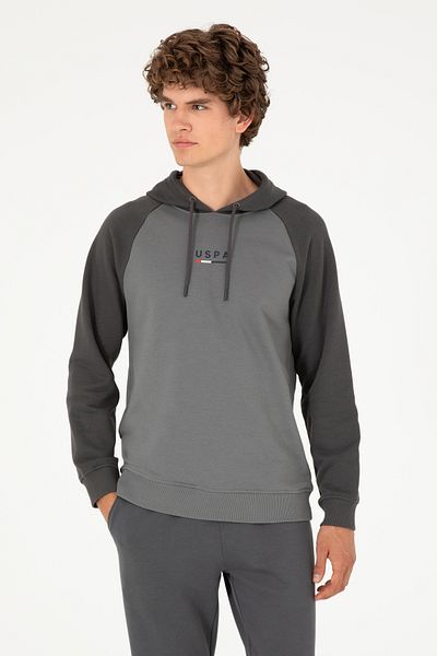 U.S. Polo Assn. Gray Regular Fit Hooded Men's Sweatshirt - 50293358 -Vr024