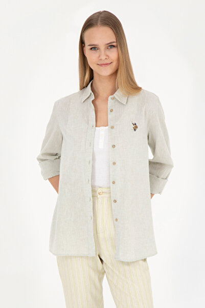 U.S. Polo Assn. Kadın Su Yeşili Uzun Kollu Basic Gömlek 50283991-VR083