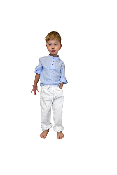 rois kids Esnek Pamuklu Beyaz Bebek Pantolon