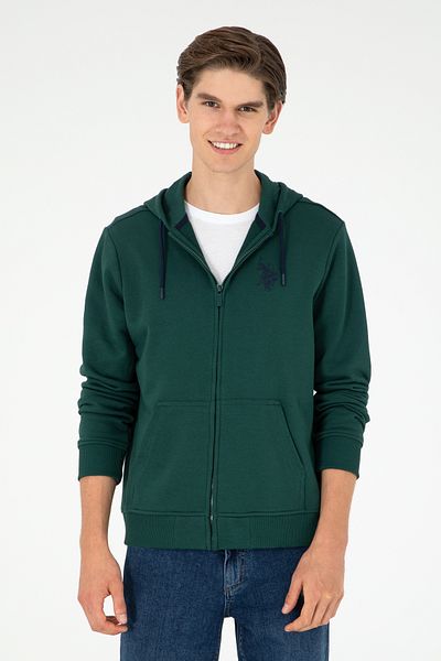 U.S. Polo Assn. سترة محبوكة باللون الأخضر الداكن للرجال 50295147 -vr079