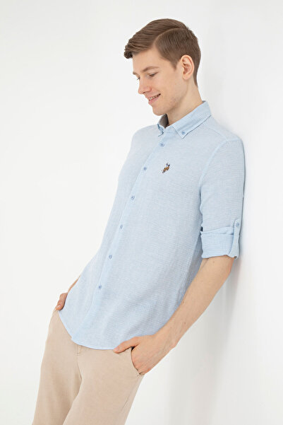 U.S. Polo Assn. Erkek Açık Mavi Uzun Kollu Gömlek 50283423-VR003