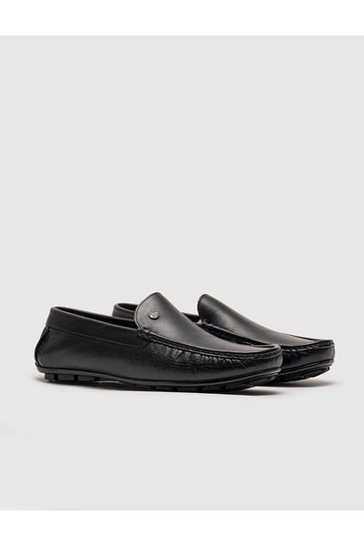 Cabani Black Genuine Leather Men's Loafer