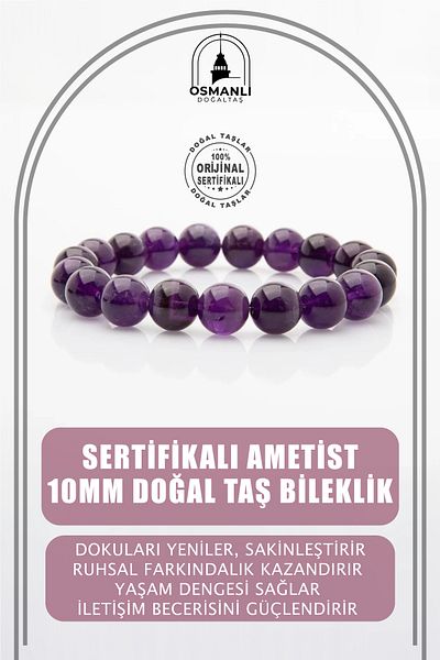 OSMANLI DOĞAL TAŞ Amethyst 10mm Natural Stone Bracelet