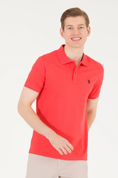 U.S. Polo Assn. Tricou roșu de bază cu gât polo pentru bărbați 50262933-VR213