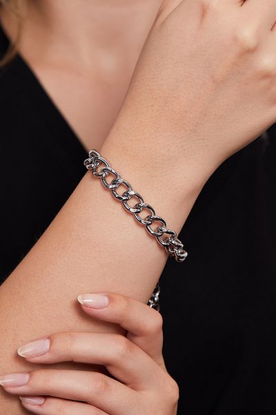Elika Silver Women's Thick Gourmet Chain Bracelet