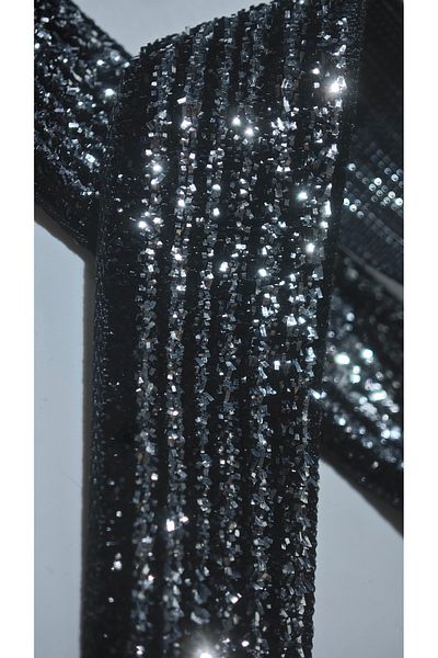 ÖZPAŞ TEKSTİL VE AKSESUAR 2 cm Wide Black Glitter Confetti Decorative Strip - 3m