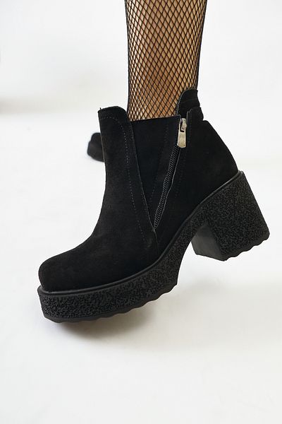 Limoya Γυναικείες μπότες Gabi Black Suede Cross με φερμουάρ, γυναικεία μποτάκια