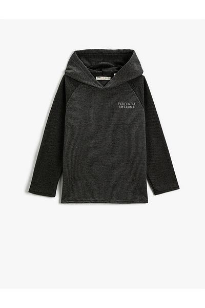 Koton Hooded Sweatshirt Textured Long Sleeve