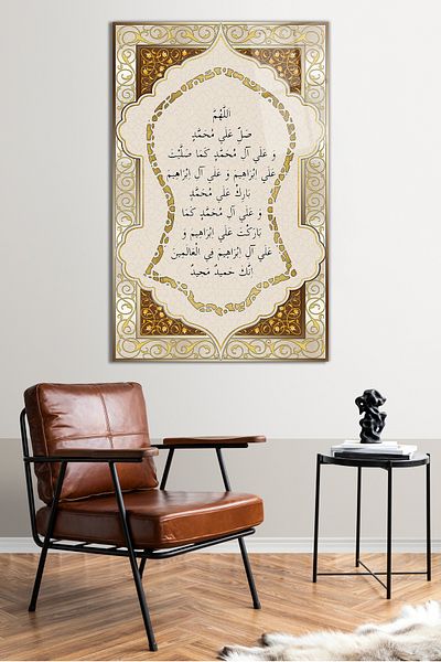 Vosevu Nal-i Sheriff Motif Line Art Glass Πίνακας, Μοντέρνα διακόσμηση για το γραφείο στο σπίτι, διακόσμηση τοίχου δώρου