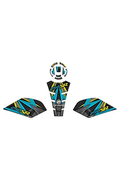 CF Moto 250 Sr Turkuaz Sarı Tank Pad Damla Sticker Modeli Takım 001