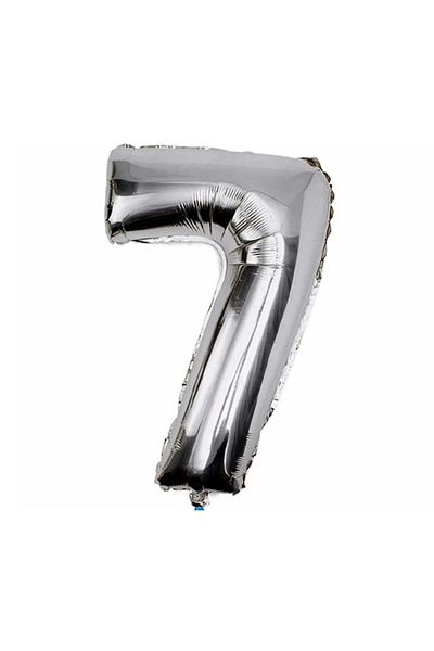 booddie 7 Years Old Number Foil Balloon Silver Color Birthday Age Balloon 100 cm (1 Meter)