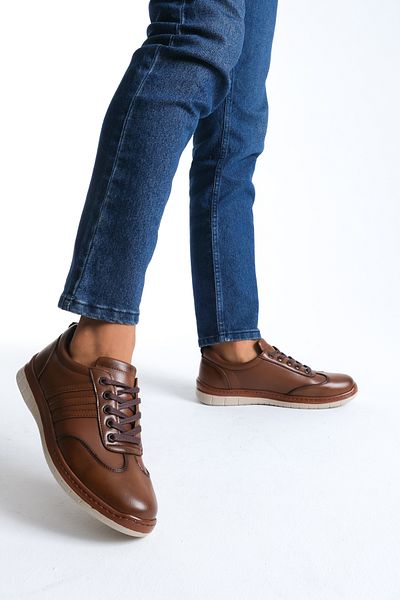 marinarosse Men's Evans Tan Leather Laced Casual Shoes
