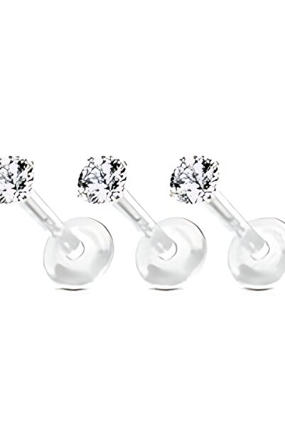 DCPİERCİNG Çelik X Kare Kristal Zirkon 3mm x 6mm x 1.2mm Bioplastik Labret Pi...
