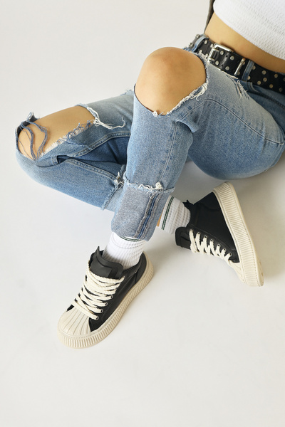 Limoya Daniele Μαύρες αθλητικές γυναικείες μπότες με κορδόνια, γυναικεία μποτάκια