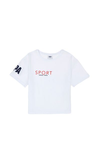 U.S. Polo Assn. Κοριτσίστικο λευκό μπλουζάκι με λαιμόκοψη 50270472-VR013