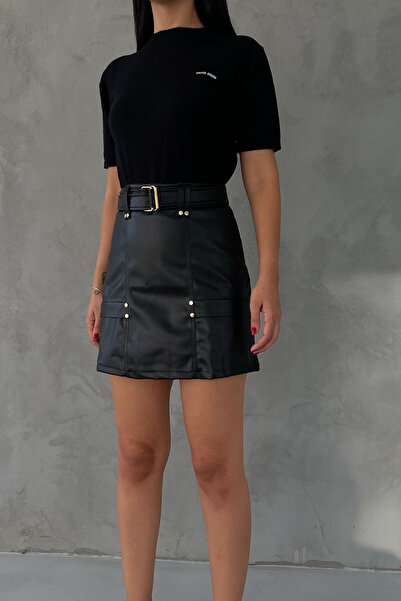 Seda Yalçın Atelier Fusta din piele neagră cu buzunar ascuns cu centură