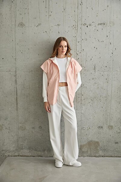 LEVURE Kadın Garni Detaylı Sweatshirt EKRU-PUDRA