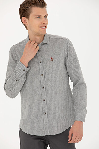 U.S. Polo Assn. Cămașă cu mânecă lungă albastru cobalt pentru bărbați 50272757-VR045