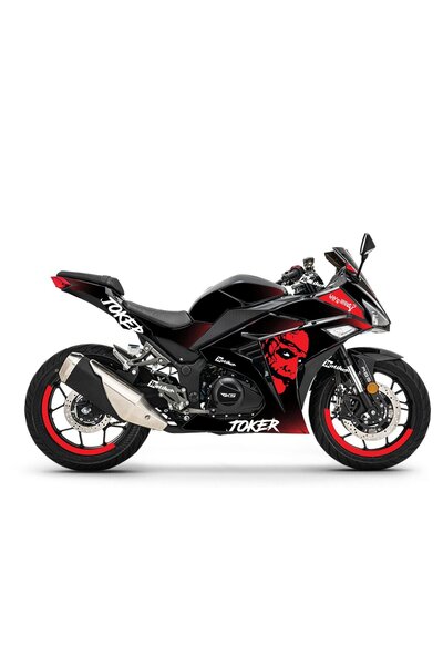 Motiker RKS R250 Joker Kırmızı Parçalı Kaplama Sticker Etiket Modeli
