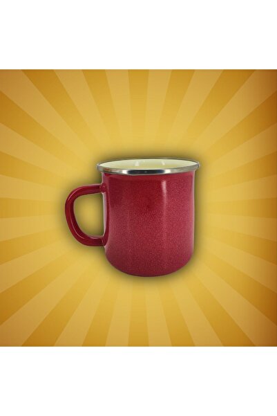qussine Retro Red Enamel Mug - 450 Ml, 10 cm Cup Series