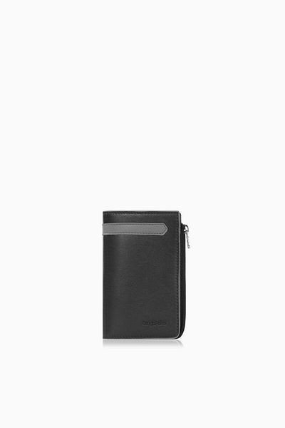 CENGİZ PAKEL Cengiz Pakel Unisex Genuine Leather Zippered Card Holder – 2512Ds – Black/Grey