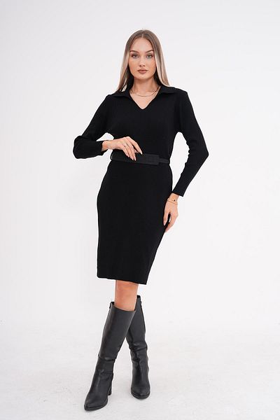 ŞİMAL Women's Collared Belt Detailed Knitwear Knitted Dress 245149   -