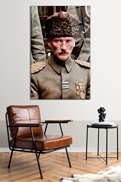 Vosevu Mustafa Kemal Atatürk Cam Tablo, Modern Ev Ofis Dekoru, Hediyelik Duvar Dekorasyonu, Kırılmaz Cam