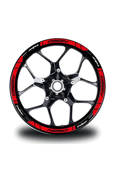 Motiker Bajaj N250 Jant Sticker Baskılı Kırmızı Etiket Modeli