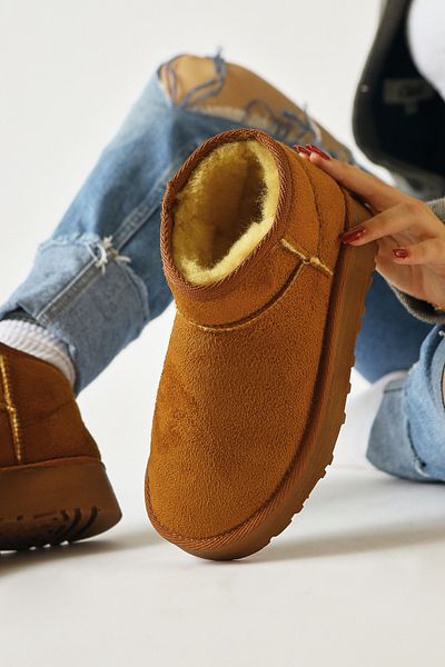 Limoya Κοντές γυναικείες μπότες Lilly-anne Tan Suede με γούνα στο εσωτερικό, γυναικείο μποτάκι