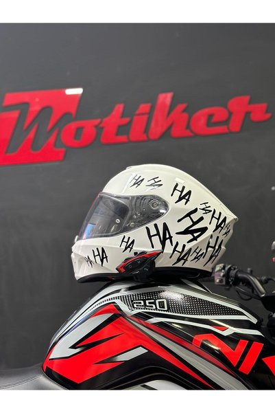 Motiker Joker Sticker Hahaha Kask Modeli Siyah