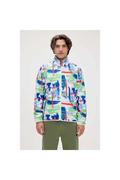 Bad Bear Full Zip Drew Fleece Men's White Stand Collar Jacket