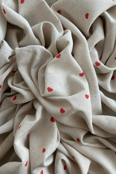 Doray Kumaş قماش كتان فيسكوز منقوش على شكل قلب صغير / جاف - 148