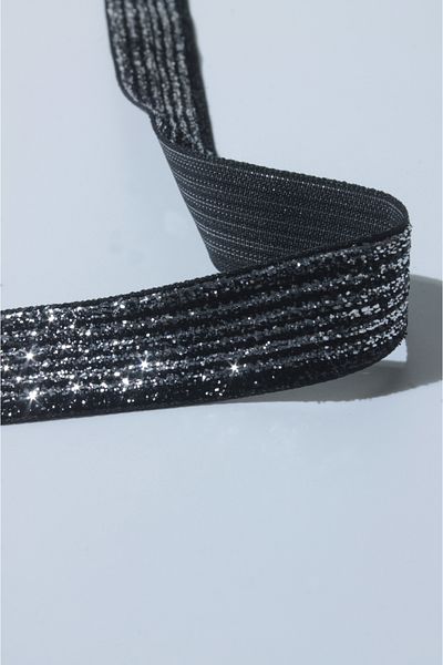 ÖZPAŞ TEKSTİL VE AKSESUAR 2 cm Wide Black Glitter Confetti Decorative Strip - 3m