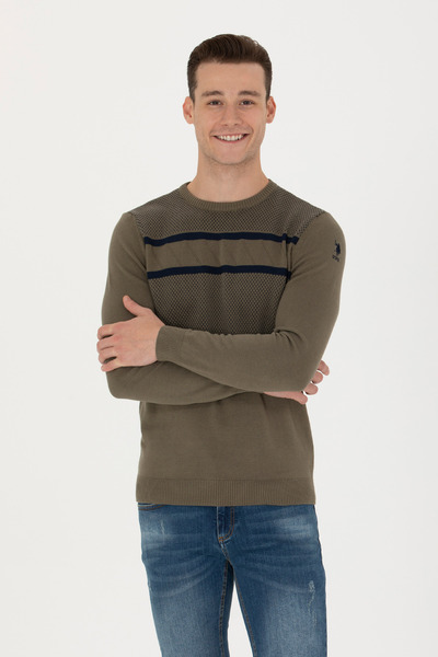 U.S. Polo Assn. Férfi khaki pulóver 50272109 -VR027