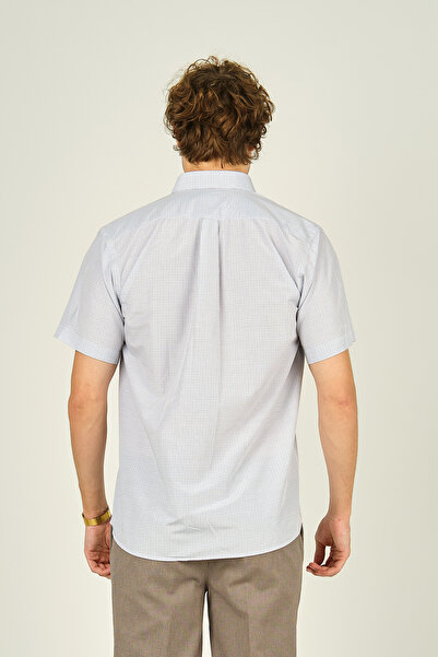 MUGİ Мугі Чоловіча бавовняна сорочка - з однією кишенею, на ґудзиках, з короткими рукавами 3003