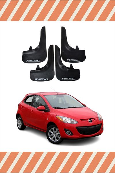 Heda Tex Mazda 2 Racing Written 4-Piece Dust Cover Fender Mudflap