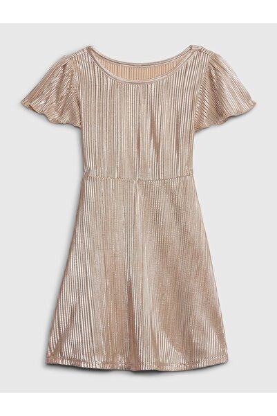 GAP Kız Bebek Sarı Metalik Pileli Elbise