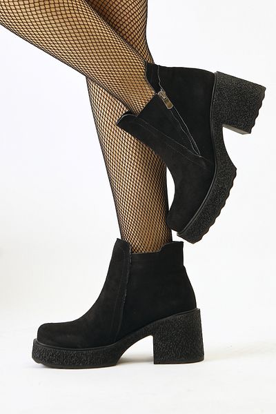 Limoya Γυναικείες μπότες Gabi Black Suede Cross με φερμουάρ, γυναικεία μποτάκια