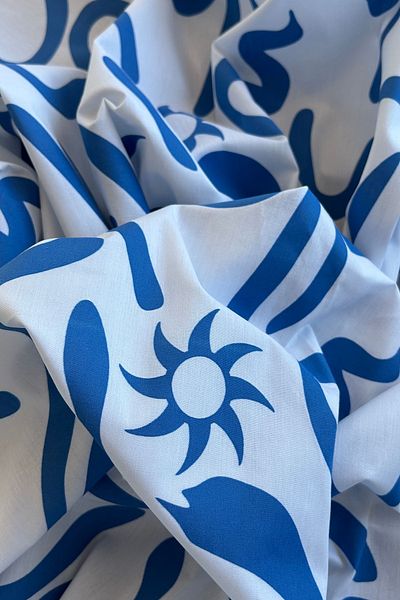 Doray Kumaş Ύφασμα από βαμβακερή ποπλίνα με αφηρημένο σχέδιο / DRY 164
