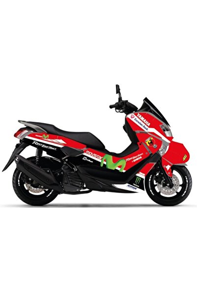 Motiker Yamaha NMAX Kırmızı Movistar Parçalı Motosiklet Scooter Kaplama Etike...