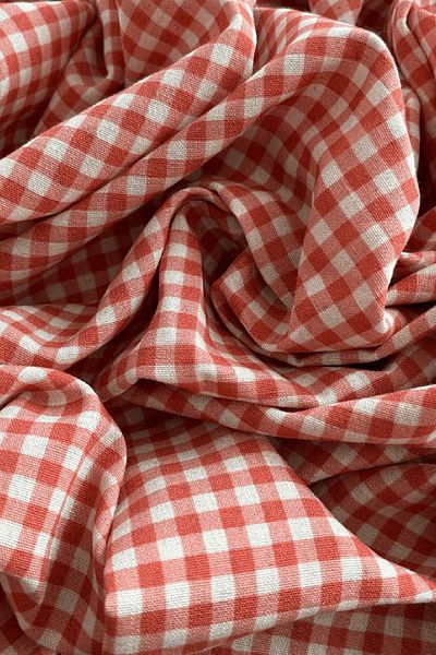 Doray Kumaş Λινό ύφασμα βισκόζης με σχέδιο Gingham / DRY - 161