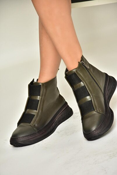 Fox Shoes T 555130103 Dámské boty s ortopedickou podrážkou z pravé kůže v barvě Khaki