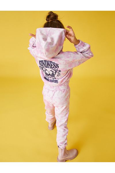 Koton Crop-Sweatshirt mit Batikmuster